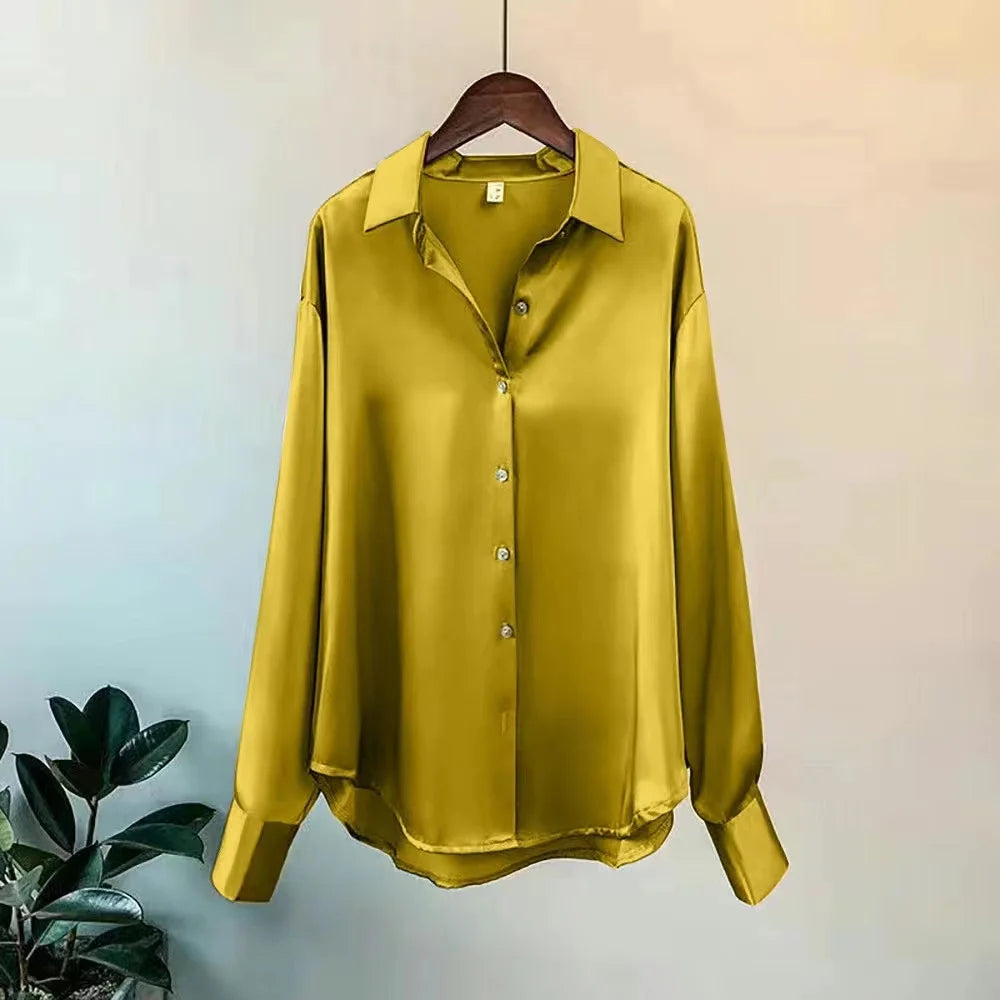 Woman Casual Top - Korean Long Sleeve Button Elegance