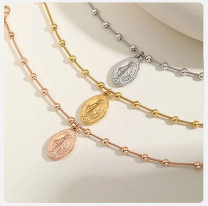 Faith Rosary Bracelet – Gold Plated Cross & Virgin Mary Charm