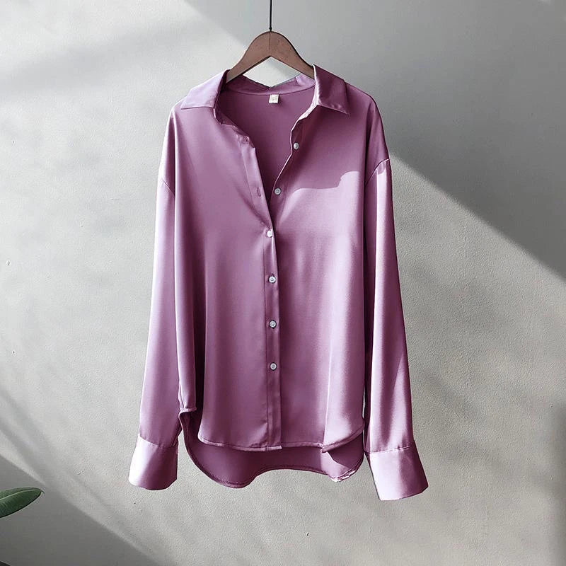 Woman Casual Top - Korean Long Sleeve Button Elegance