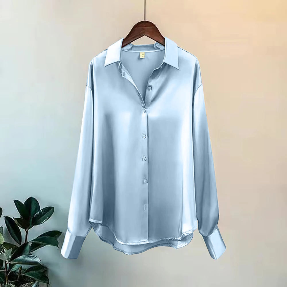 Woman Casual Top - Korean Long Sleeve Button Elegance