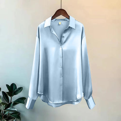 Woman Casual Top - Korean Long Sleeve Button Elegance