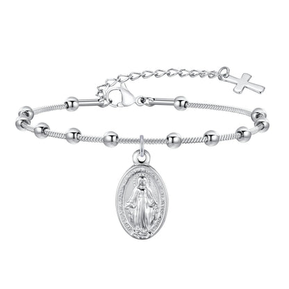 Faith Rosary Bracelet – Gold Plated Cross & Virgin Mary Charm