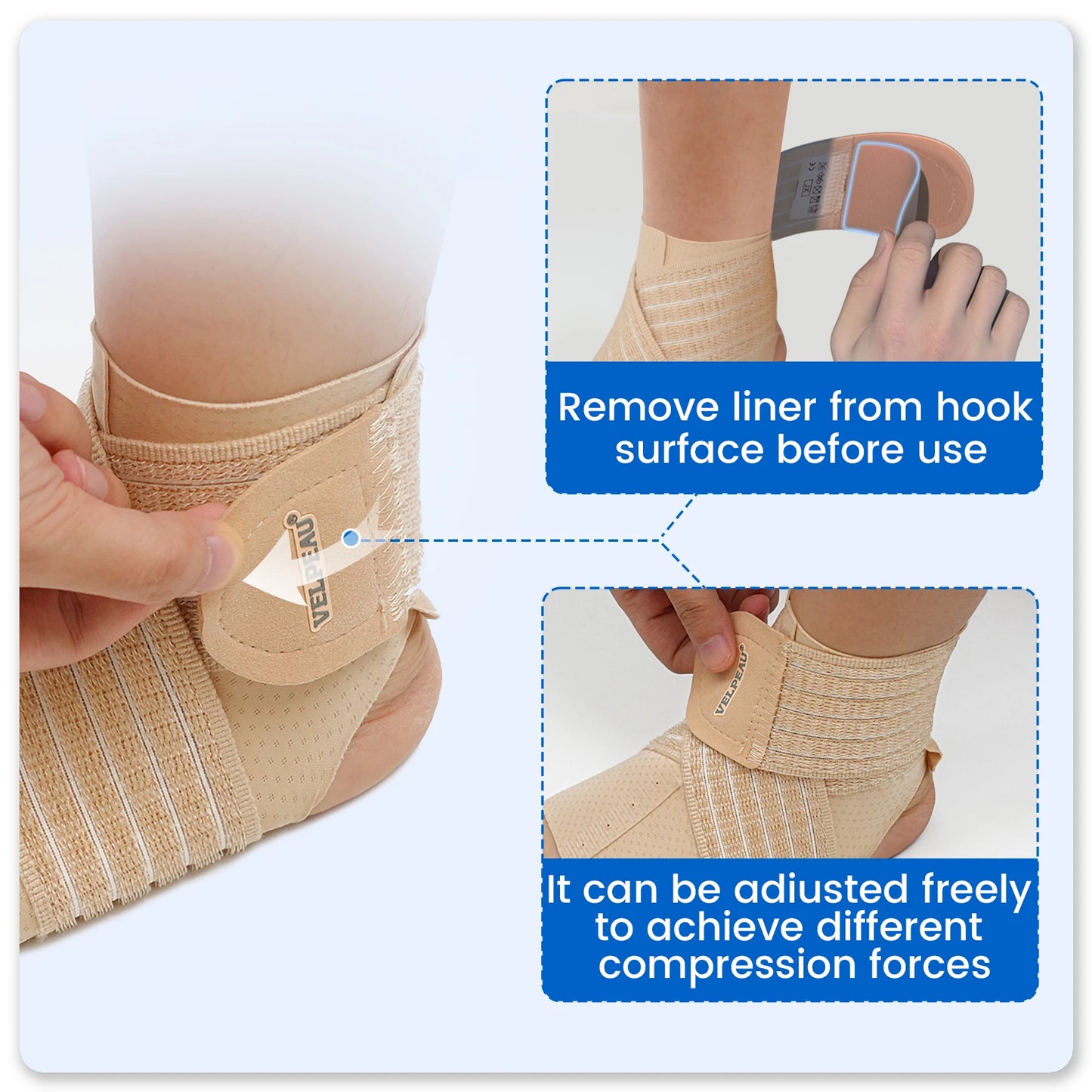 VELPEAU Ankle Compression Sleeve - Universal for Both Feet