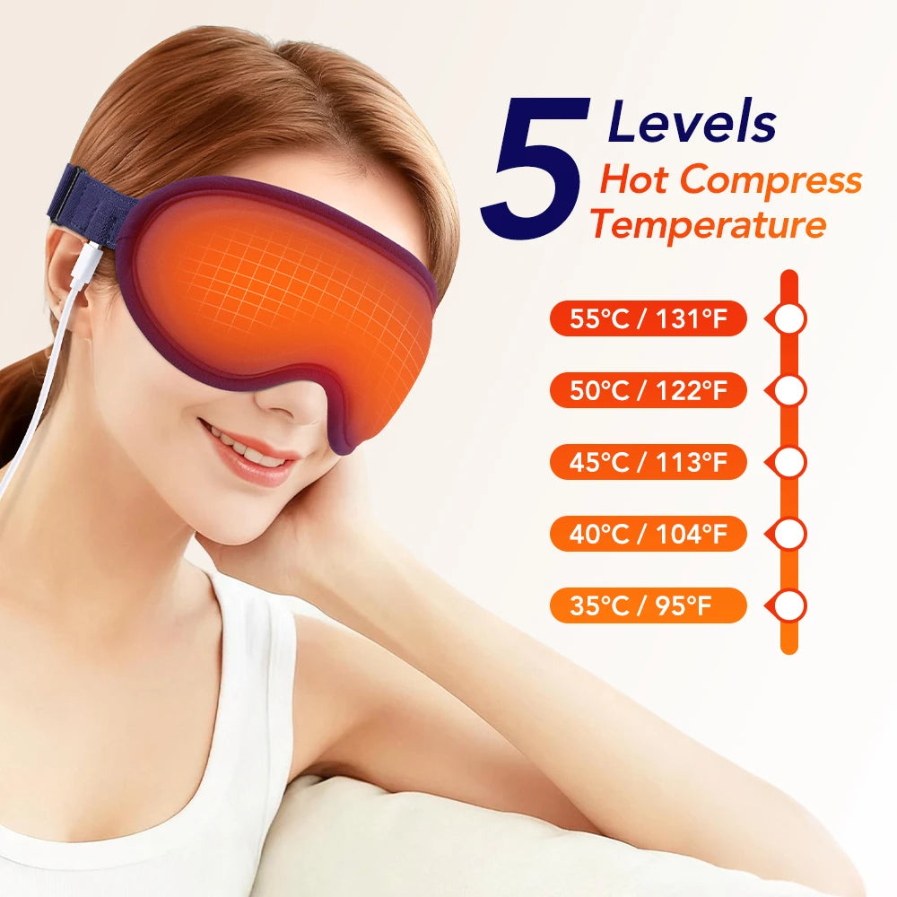 Heated Eye Mask for Dry Eyes – Rechargeable 3D Heat Massage Mask