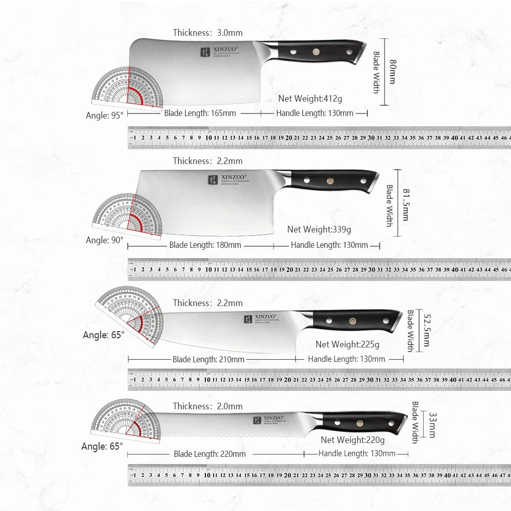 XINZUO Stainless Steel Chef Knife with Black Ebony Handles