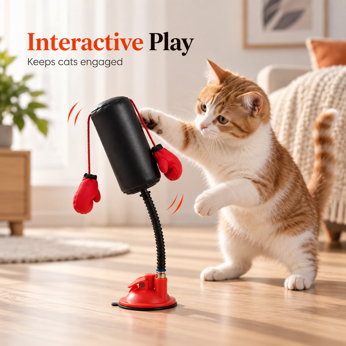 Interactive Cat Boxing Toy – Indoor Cat Enrichment & Exercise